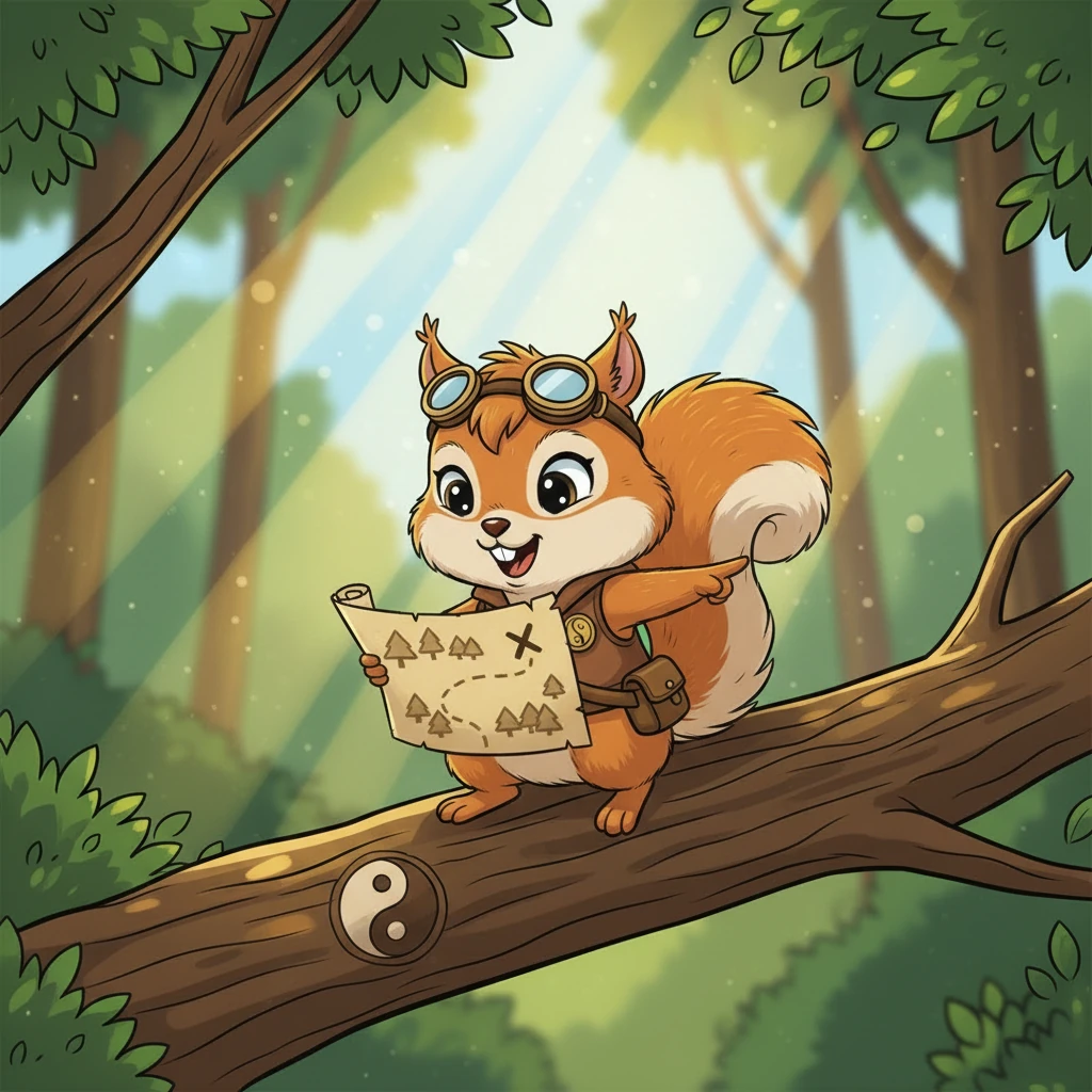 Peta itu menunjukkan jalur berkelok-kelok melintasi hutan, dengan tanda X besar di suatu tempat yang jauh. Mata Kiki berbinar penuh semangat, membayangkan petualangan seru yang menantinya.