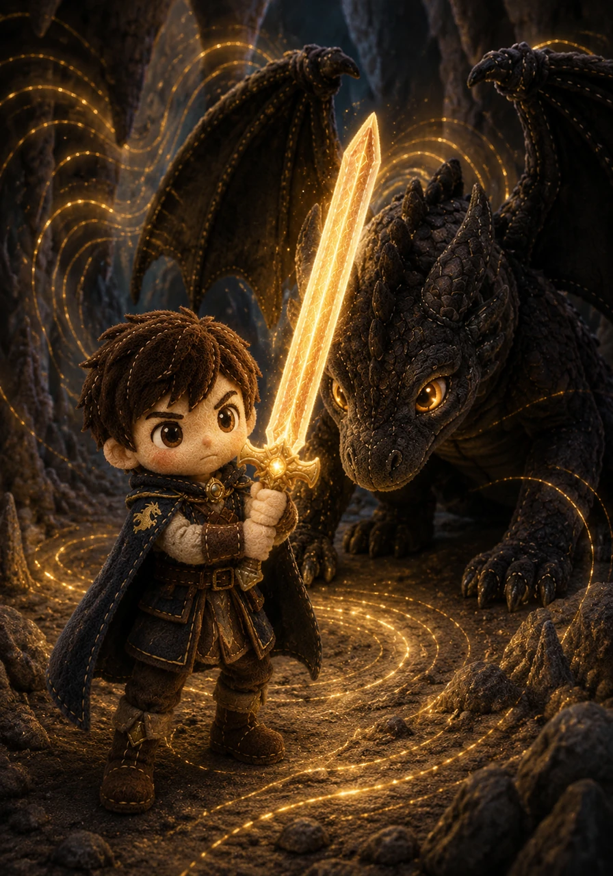 Elian draws the amber sword, but instead of a battle cry, the weapon emits a soft, melodic hum. The vibration echoes through the cavern, perfectly matching the rhythmic thrum of the dragon’s powerful heart.