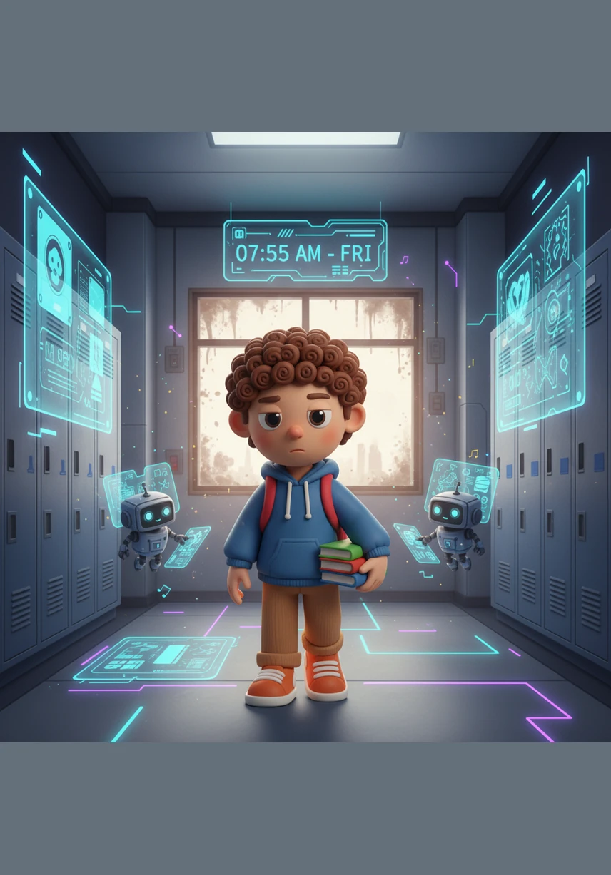 Friday morning arrives, and the school feels very calm and quiet. Leo walks in a neat line with his classmates toward the big school hall, holding his paper poppy tightly.