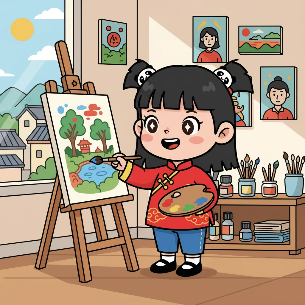 十二岁的周丽娟开始学习绘画，用画笔描绘着她眼中的世界。她尝试着不同的风格，展现出自己的创造力，不断提升自己的艺术修养。