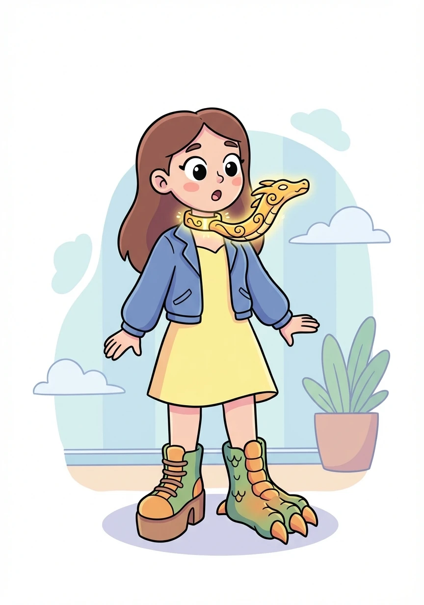 Belle's platform boots fuse together, forming powerful, clawed dragon feet. Her golden choker transforms into a majestic dragon's neckpiece.