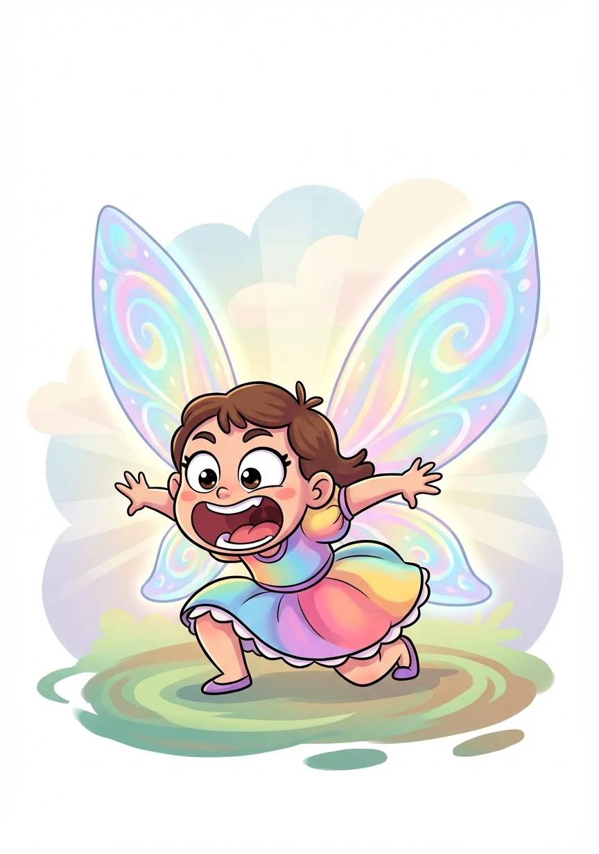 Wings erupt from her back, shimmering with iridescent colors. She lets out a mighty roar as her transformation progresses.