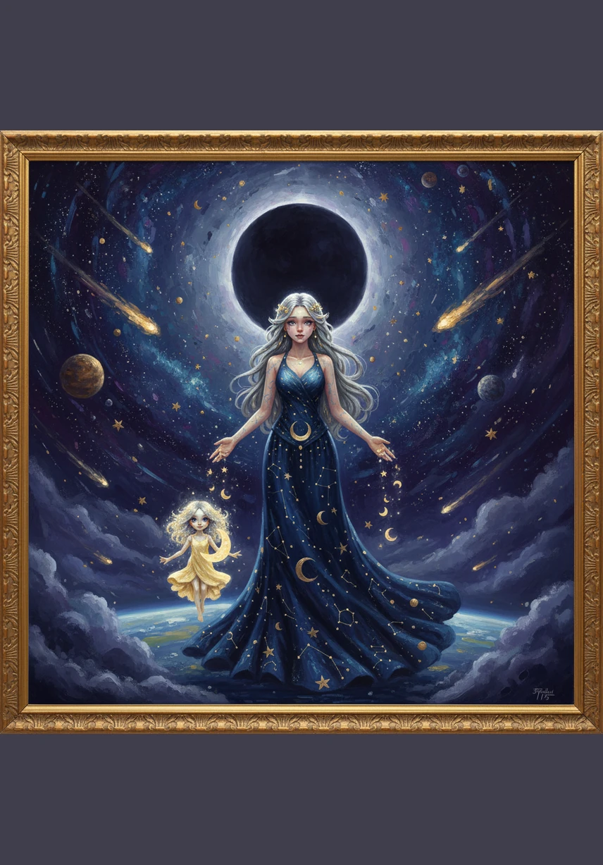 With the Moon gone, the world below grew dark and the night felt lonely. Astra, the smallest but brightest star, noticed the sudden gloom and called out to her shimmering brothers and sisters to start a search for their missing friend.