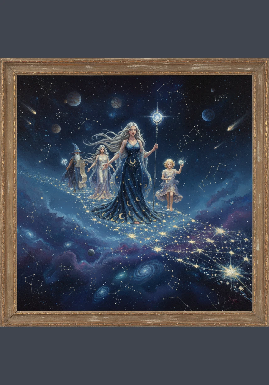 Astra led the group over the Sleepy Ocean, where the calm waves acted like a giant, dark mirror. The stars twinkled with all their might, hoping the reflection of their dance would reach Luna and remind her of the beauty they shared.