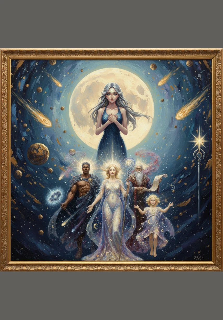 Encouraged by Astra’s kind words, Luna slowly peeked out from her cloudy veil, her face glowing with a soft, gentle light. She realized her friends loved her for who she was, and her embarrassment melted away like morning mist.