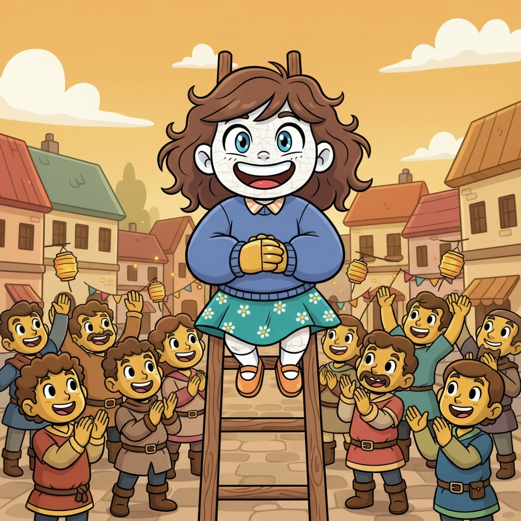 Lumina descended the ladder, her paper face beaming with a radiant, black and white smile. She felt a warmth spread through her, realizing that her unique qualities weren't just different, but wonderfully special. Surrounded by the joyful townsfolk, she knew she truly belonged.