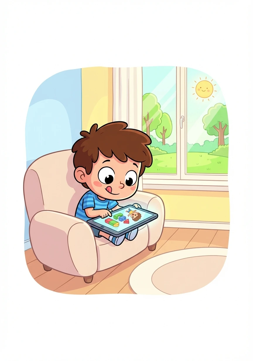 Léo adorava seus jogos no tablet. Passava horas construindo mundos virtuais, esquecendo-se do sol lá fora.