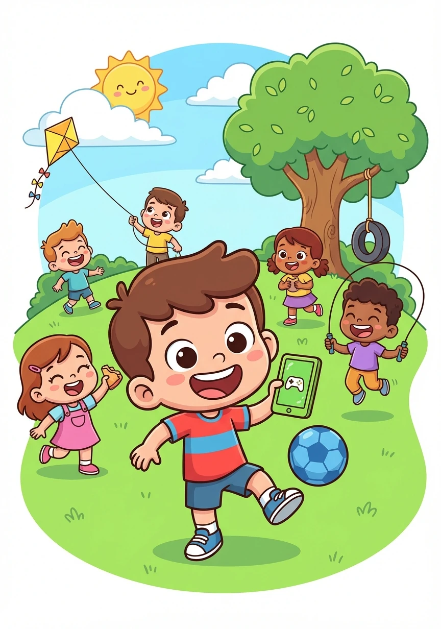 Agora, Léo equilibra seus jogos virtuais com aventuras no mundo real, descobrindo a alegria em cada momento e valorizando as amizades verdadeiras.