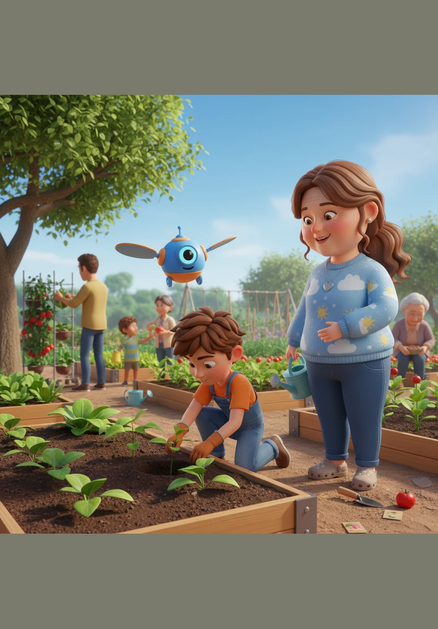 Leo joins a group of kind-hearted teenagers who are planting flowers in a community garden. They share laughter and encouragement, showing him that true friendship is built on support, kindness, and shared positive goals.