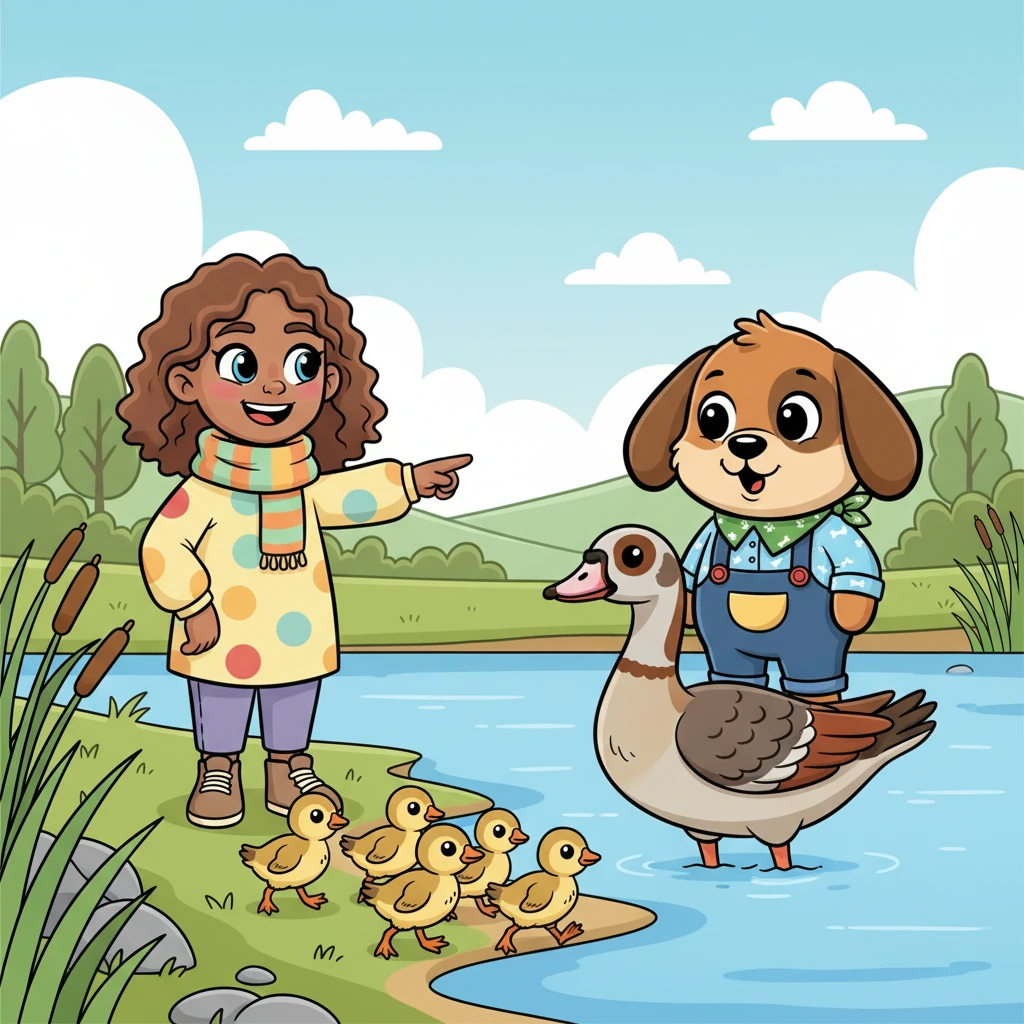 Near the water's edge, a majestic Egyptian goose led her fluffy, wobbly goslings. Carol pointed, and Dex watched, mesmerized by the little parade of babies swimming gracefully.