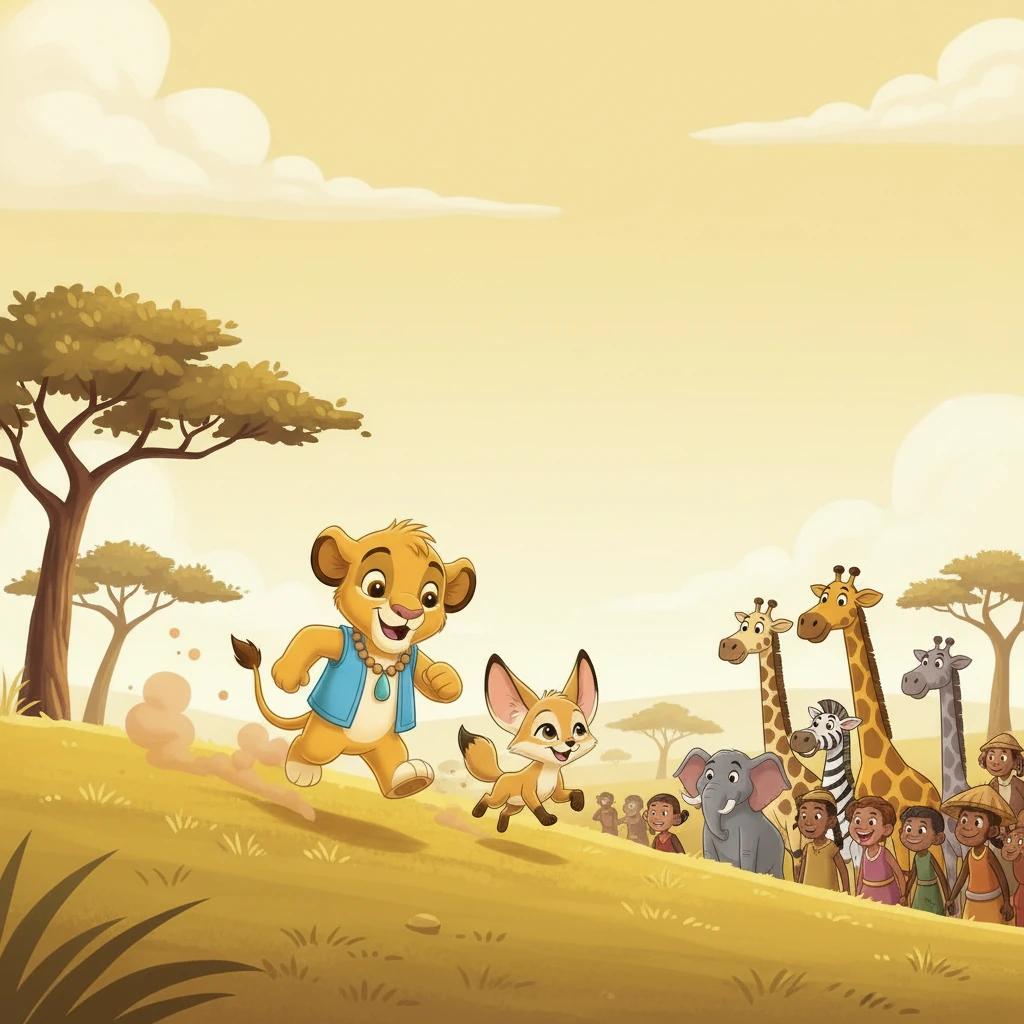Simba, his heart soaring with triumph, returned to the savanna, Kito proudly by his side, bearing the joyous news of the life-giving water. The animals and villagers, their spirits reignited with hope, gathered around, eager to hear of the journey and the promise of renewal.
