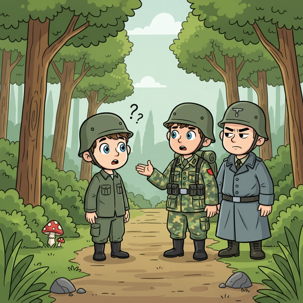 К нему подошли двое солдат в форме, которая показалась ему странно знакомой. Один из них строго спросил: «Кто вы такой? Откуда прибыли?» Алексей, все еще пытаясь понять происходящее, ответил: «Я Алексей, из 2020-го. Кажется, я заблудился…»