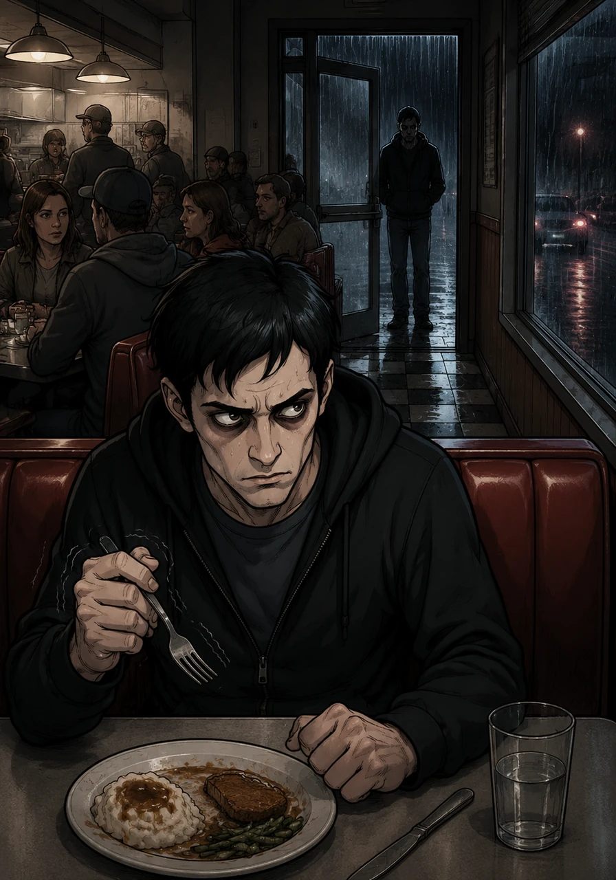 I spent the rest of the night in a crowded diner, shaking so hard I couldn't hold a fork, watching the door every time it opened. [SFX: wind howling] They never caught him, and sometimes, when it rains like this... I can still hear those footsteps perfectly synced with mine, waiting for me to forget to lock the window just one more time.