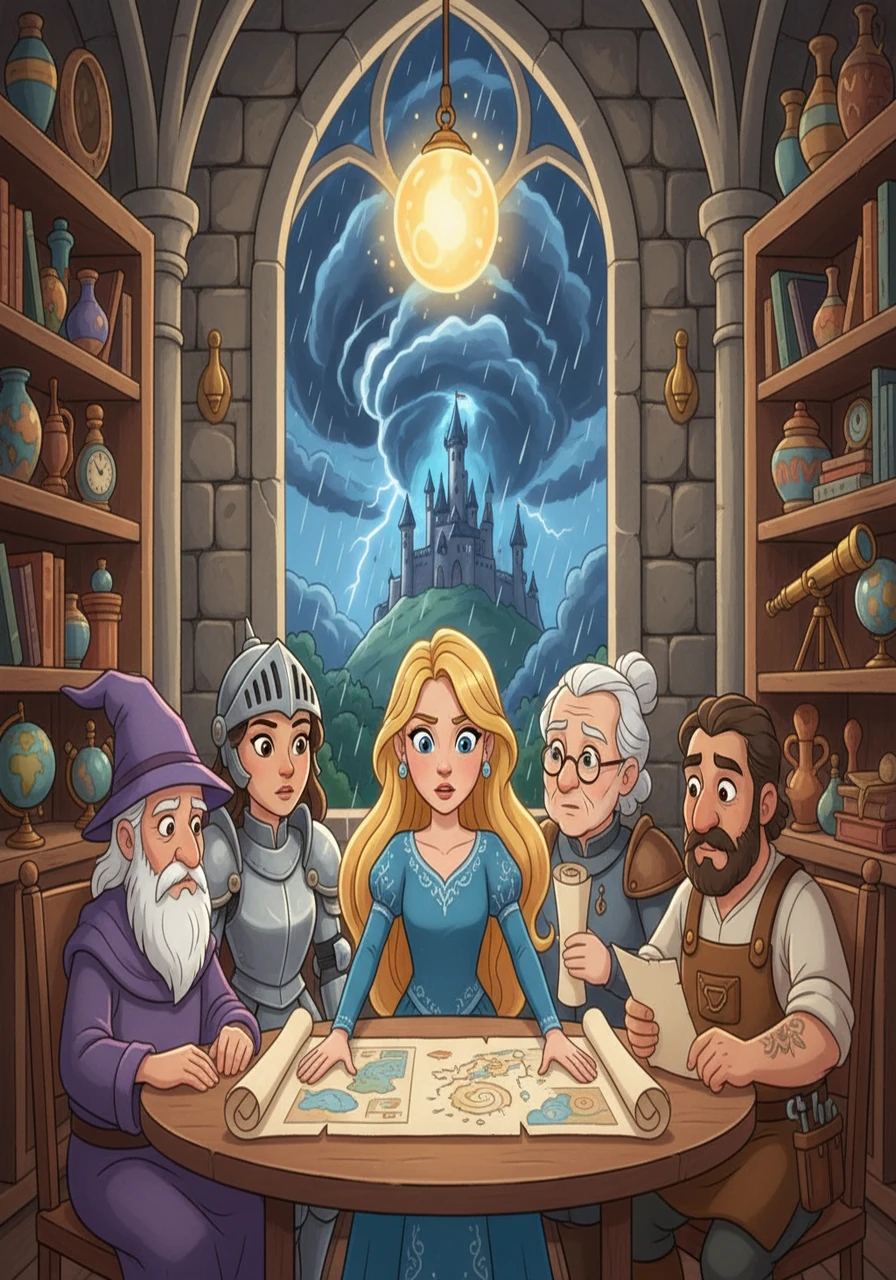 Aurora, seeing the impending danger, knew she had to act. She gathered her advisors, her eyes filled with determination. They discussed how to best protect everyone from the approaching storm.