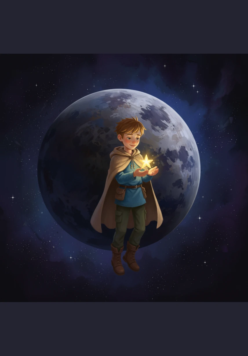 Внезапно они заметили маленькую потерявшуюся звездочку, которая дрожала от холода в тени большой планеты. Саша осторожно взял её на борт и согрел в своих ладонях, пока она снова не засияла золотом.