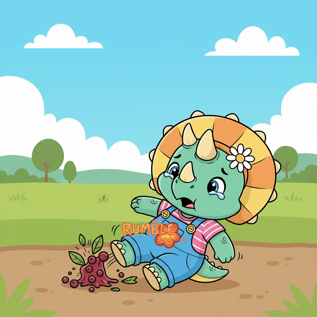 Suddenly, a game of tag went wrong! Trix tripped, and her favorite berry bush was crushed. A rumble started in her tummy, then a volcano of feeling began to erupt.