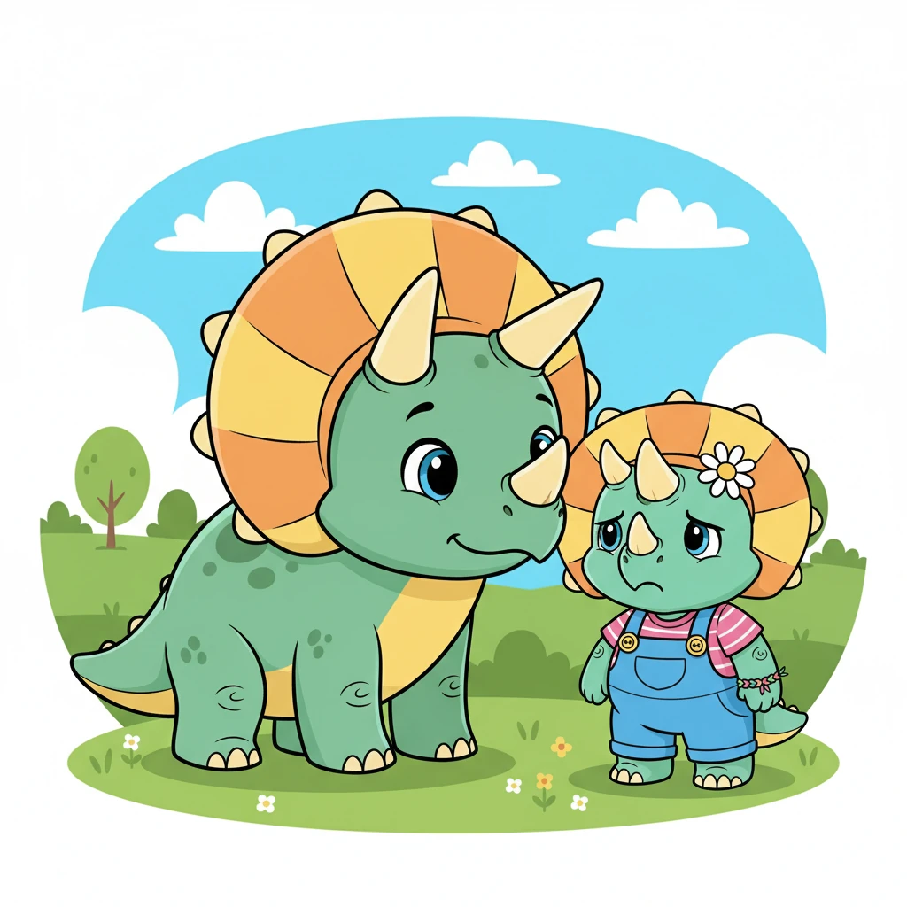 Mama Triceratops gently nudged Trix with her horn. “It’s okay, little one,” she said softly. “It sounds like you’re feeling angry. It’s okay to feel that way.”