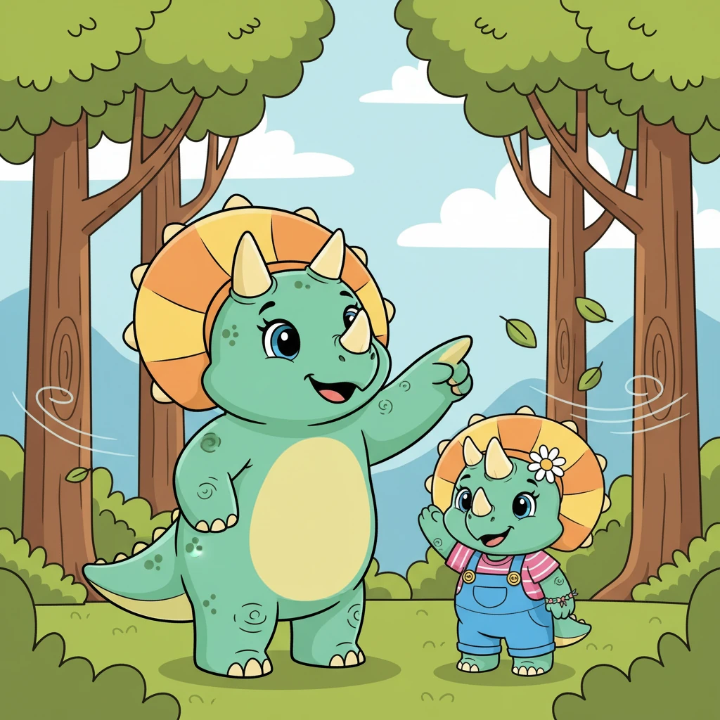 Papa pointed out the tall, sturdy trees, reminding Trix of her own strength. He encouraged her to notice the gentle breeze rustling through the leaves.