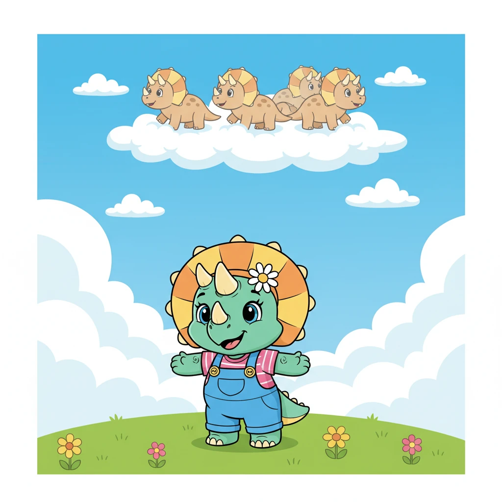 Trix slowed her stomps, and noticed the bright blue sky above. She imagined herself as strong as the Triceratops herd, always looking out for each other.