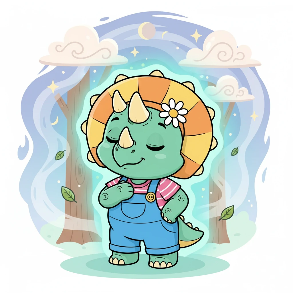 Trix closed her eyes, and repeated a calming poem: “I can be mad and still be kind, I take deep breaths and clear my mind. I’m strong, I’m loved, I’ll always be, A calm Triceratops — safe and free.”