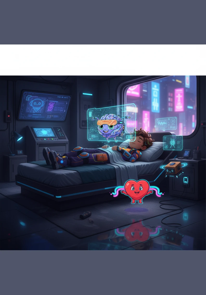 As night falls and Jordan drifts back to sleep, the inner team stays on duty to repair and recharge for tomorrow. The brain organizes memories and the heart beats a gentle rhythm, ensuring Jordan wakes up refreshed and ready for another wonderful day of play.