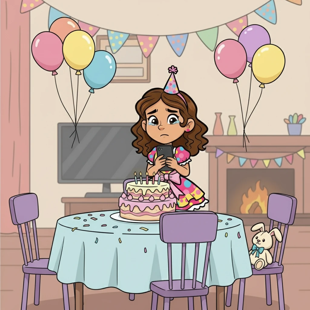 A las dos de la tarde, la mesa lucía perfecta. A las tres, el pastel esperaba pacientemente. Pero a las cuatro, la sonrisa de Sofi comenzó a temblar. Revisó su teléfono, sin mensajes. La música se detuvo y los globos flotaban en el aire.