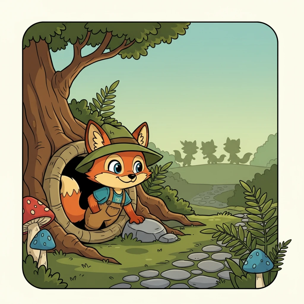 Flicker was a little fox with fur the color of autumn leaves, and a tail that always twitched with excitement. He lived in a cozy burrow at the edge of the Whispering Woods. Flicker loved to explore, but sometimes, he felt a little different from the other foxes.