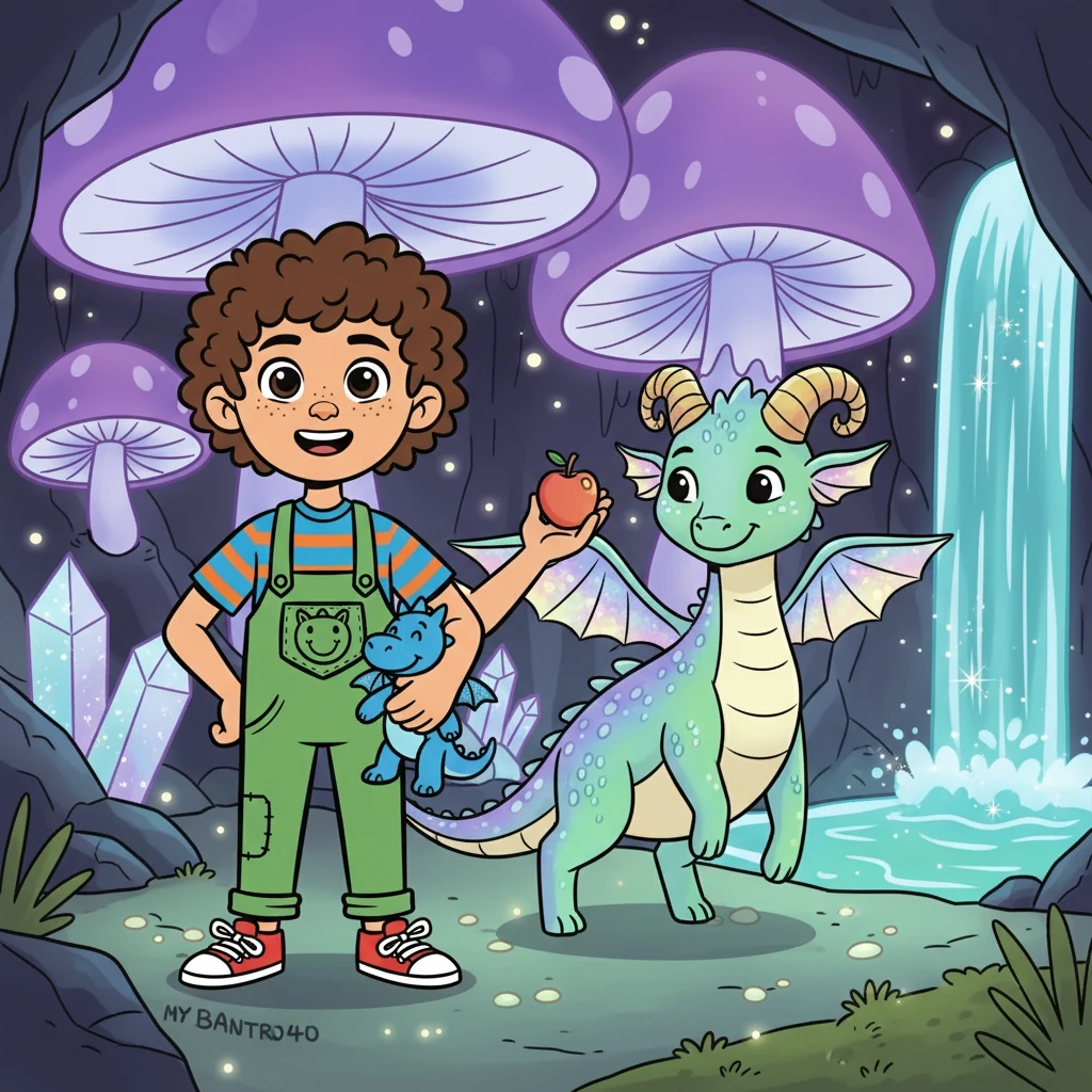 Eli brought Luna gifts of fruit and told her about his village and the people he loved. Luna, in return, showed him hidden wonders: glowing mushrooms, sparkling caves, and waterfalls that cascaded into secret pools. Their friendship blossomed.