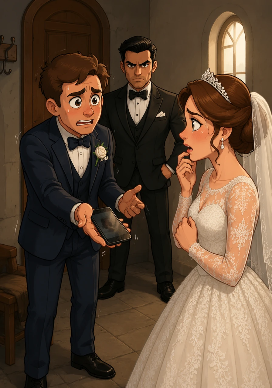 Quelques minutes seulement avant le début de la cérémonie, Thomas entraîne Julie dans une petite pièce isolée à l'arrière de l'église. Les mains tremblantes et la voix brisée, il lui tend le vieux téléphone et lui demande de regarder les preuves de ses propres yeux avant qu'il ne soit trop tard.