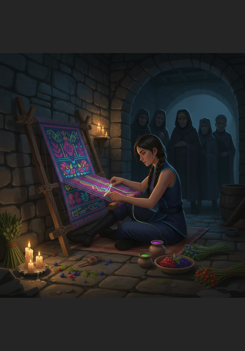 In the flickering candlelight of the cellar, Elara began to weave her own tapestry, using vibrant threads she dyed in secret from forest berries. Each stitch was a silent protest, a colorful map of ideas and solutions for the problems her village ignored.