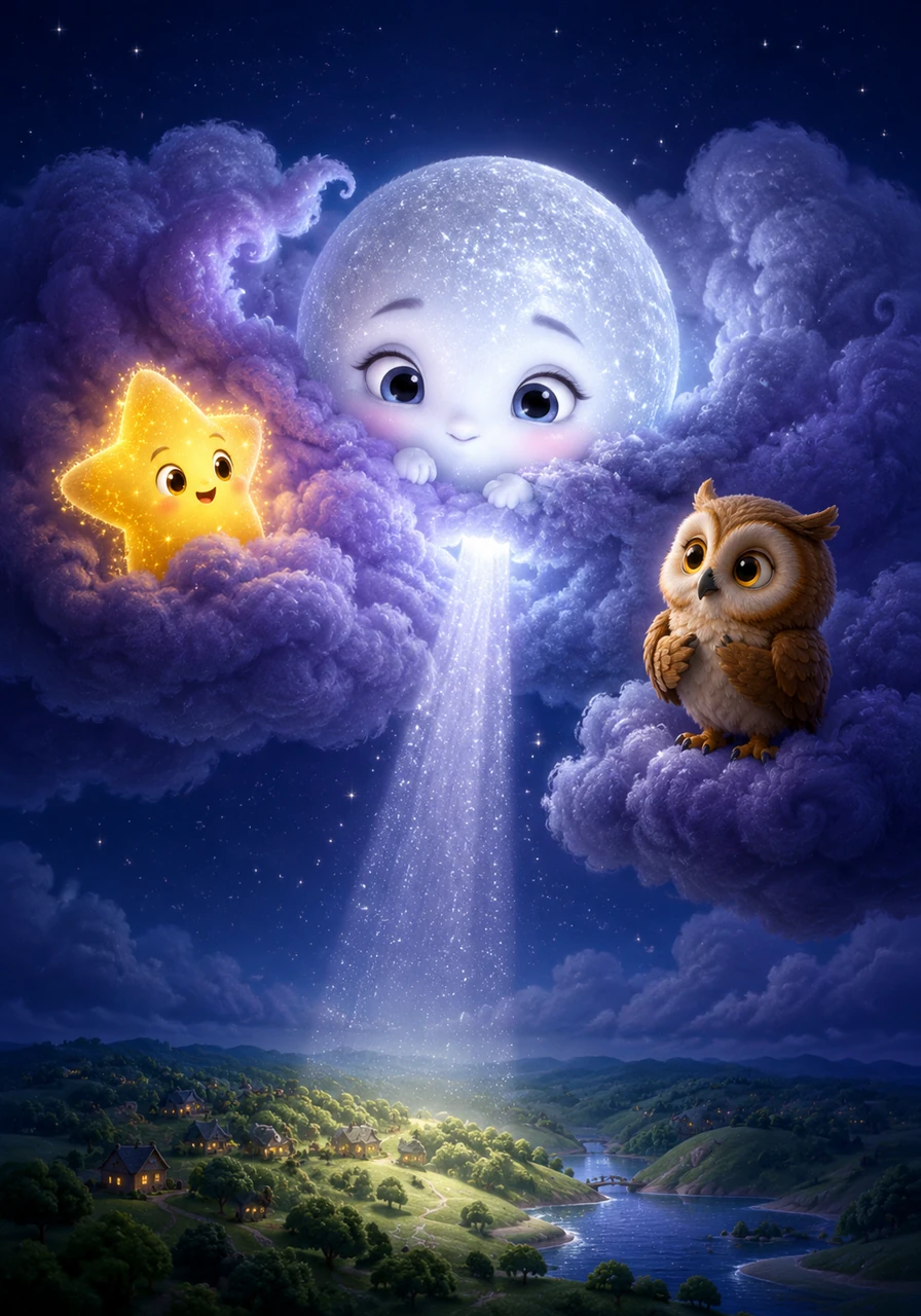 Hearing that she was needed gave Luna a tiny spark of courage deep inside her heart. She let a small sliver of her silver light peek through the clouds, casting a gentle beam toward the sleeping earth below.