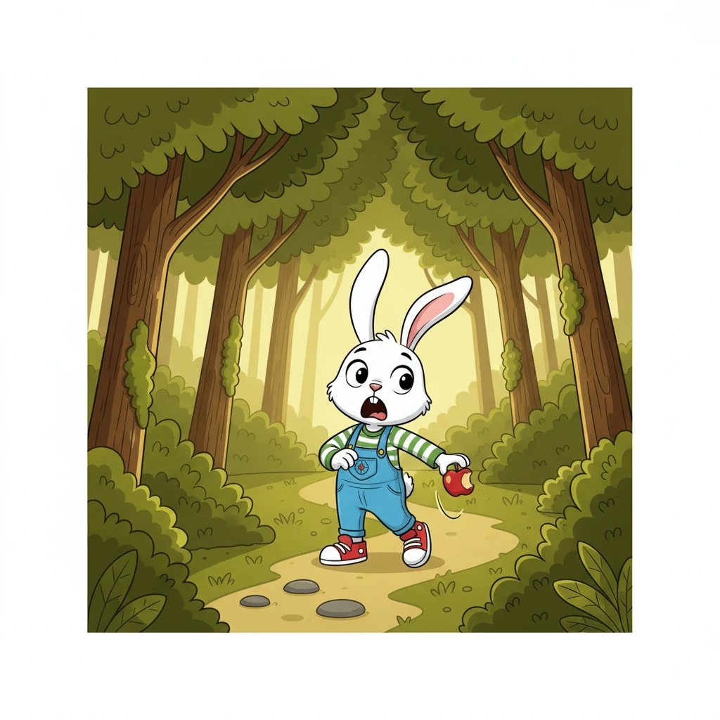 Saat Kiki asyik memakan apel, Riko tiba-tiba menantangnya untuk balapan. Kiki terkejut, namun semangat petualangnya langsung menyala. Ia mengangguk setuju, siap untuk tantangan baru.