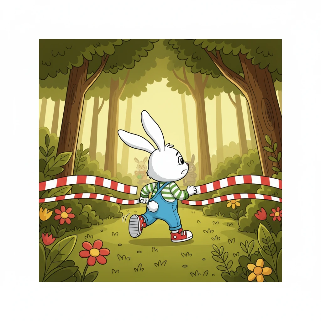 Saat Kiki hampir mencapai garis finis, ia mendengar suara Riko yang meminta bantuan. Kiki berhenti sejenak, ragu antara menang atau membantu temannya. Hatinya yang baik mendorongnya untuk berbalik.