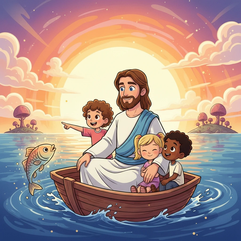 Jesus and the Golden Sunset - educational