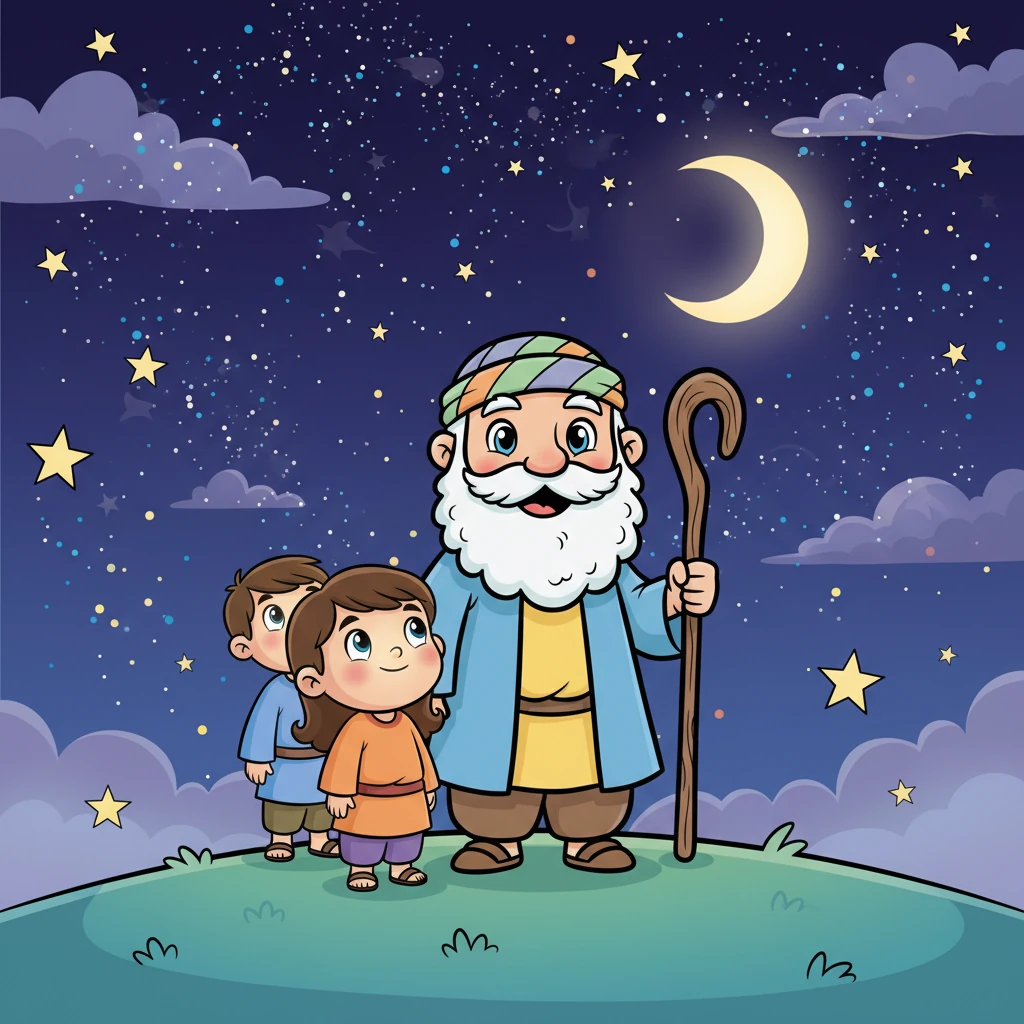 The friends looked up at the vast, star-filled sky, feeling small yet incredibly special. Their faces glowed with gentle expressions, understanding the immense love Jesus spoke about.