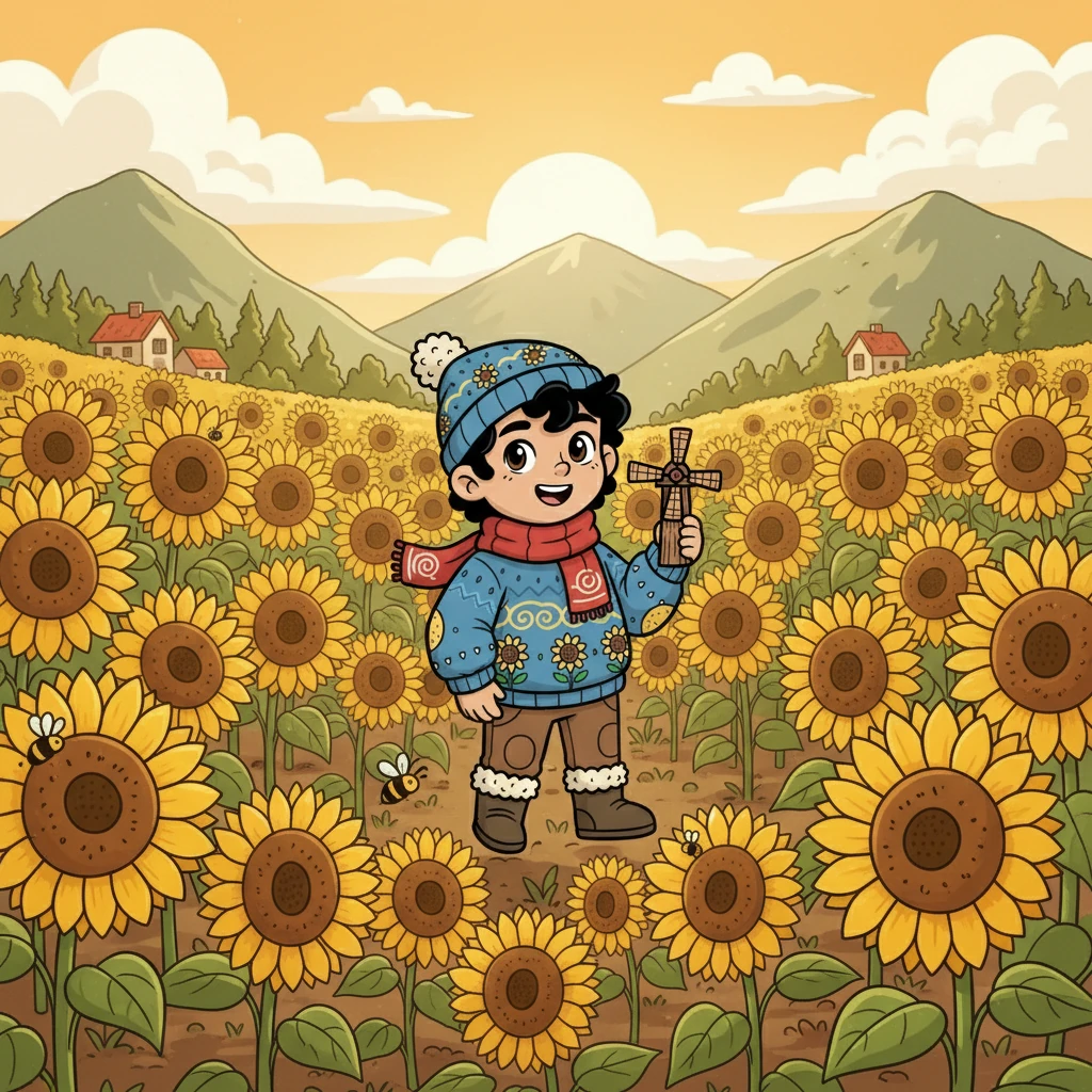 Hamid skipped through the vibrant sunflower fields of Ghez-ghal’eh, a village nestled in the West Azarbaijan mountains. The towering sunflowers swayed in the gentle breeze, their faces turned to the sun. He loved the smell of the earth and the buzzing of bees, a symphony of summer.