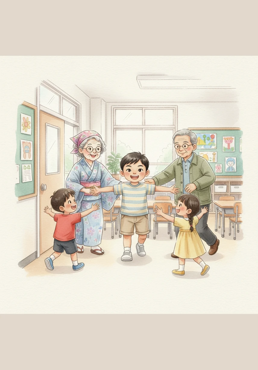 On Monday morning, Julian walks back into his classroom with a giant smile on his face. His teachers and friends rush over to give him a warm welcome, happy to see that he is healthy and ready for a new day.