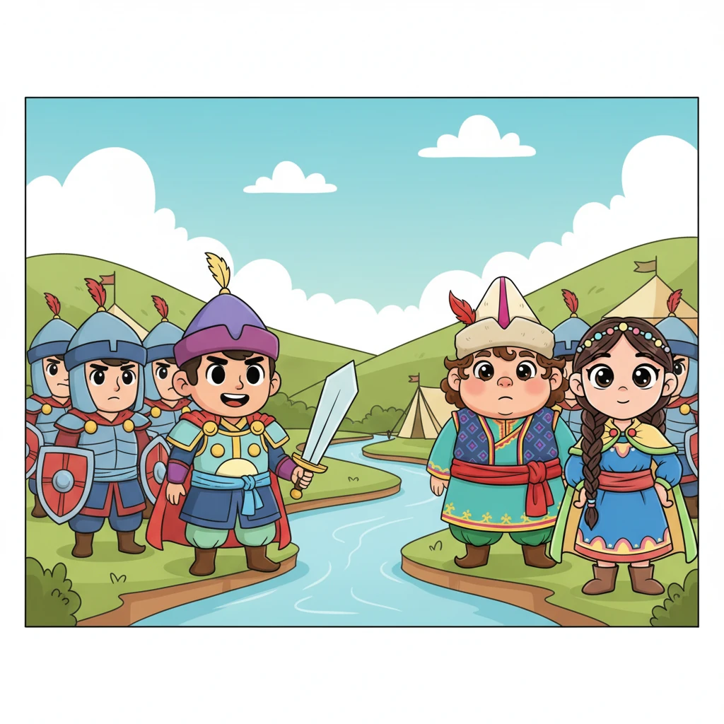 Екі империяның әскерлері Атлақ өзенінің жанында кездеседі. Көшбасшылар бір-біріне қарайды, олардың жүздерінде шешімділік пен алаңдаушылық бар.