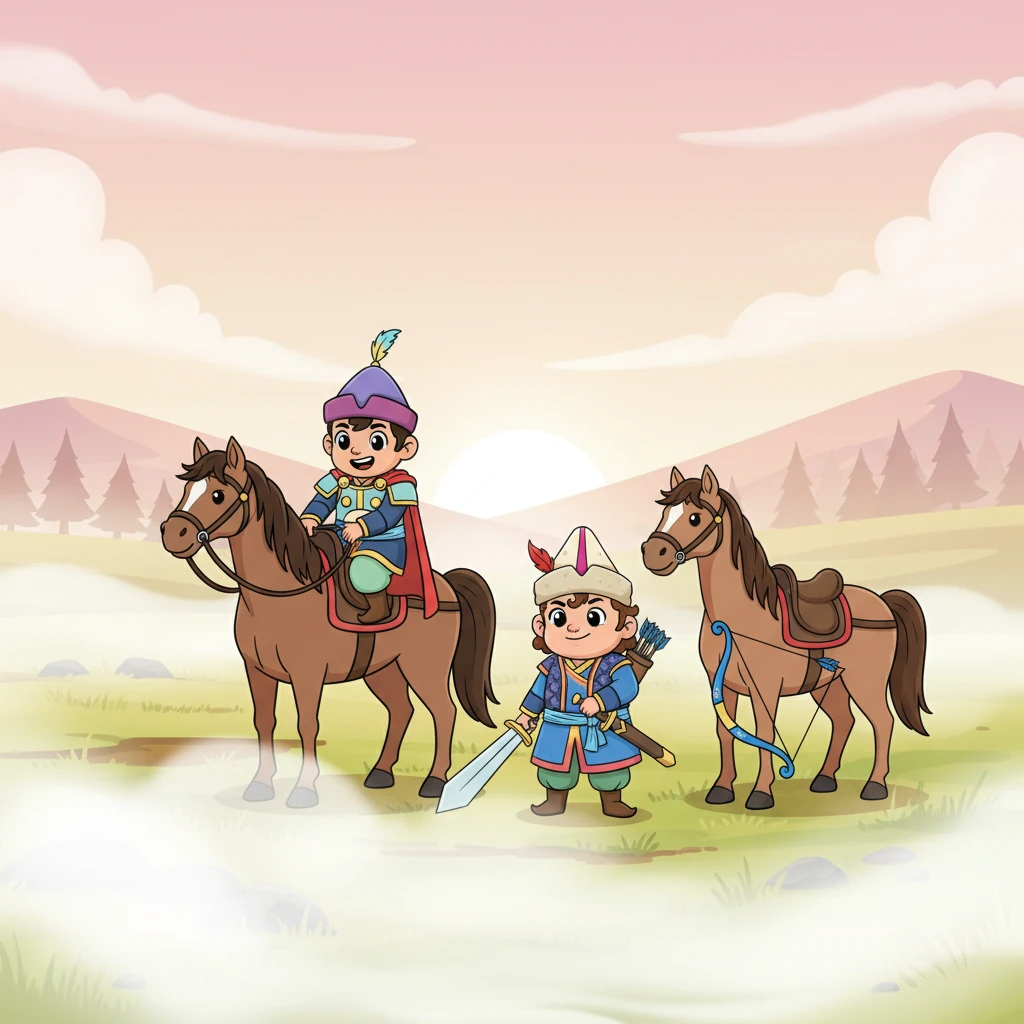 Әскерлер шайқасқа дайындалып, аттарын ерттеп, қаруларын сайлап жатыр. Далаға таңғы тұман түсіп, алдағы үлкен оқиғаның алдындағы тыныштықты көрсетеді.