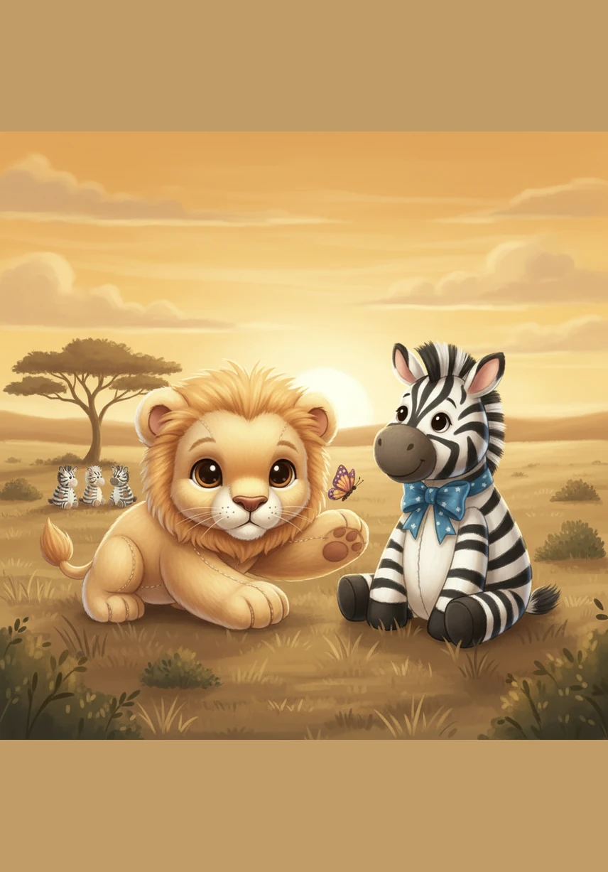 With a playful pounce and a fast run, Leo chases the zebras across the wide open plains. Everyone is moving fast under the beautiful, bright blue sky.