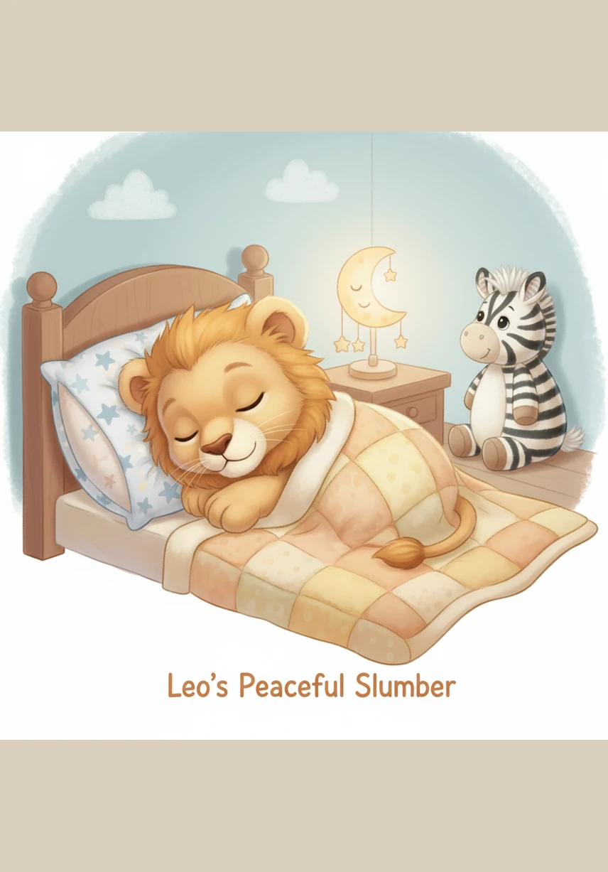 Leo feels very full and very sleepy, so he curls up for a long nap in the dirt. The warm wind whistles a soft lullaby through the leafy acacia trees.