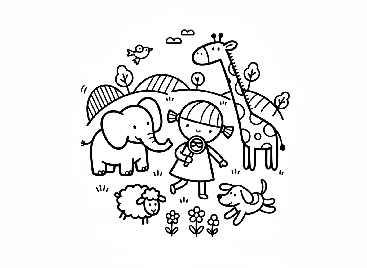 乐乐和动物朋友们 - coloring pages