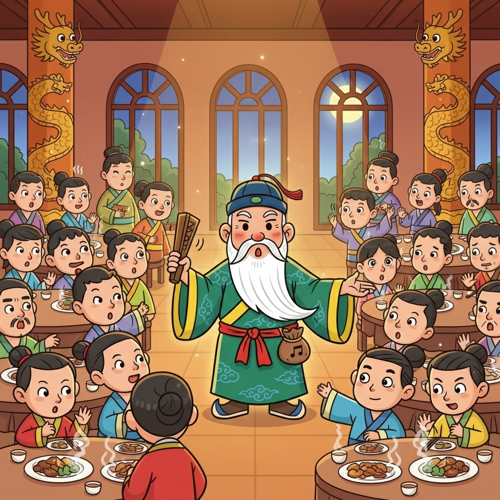 撫尺輕輕一響，整個宴會廳瞬間變得寂靜無聲，所有的賓客都屏住呼吸，等待著接下來的聲音奇蹟。