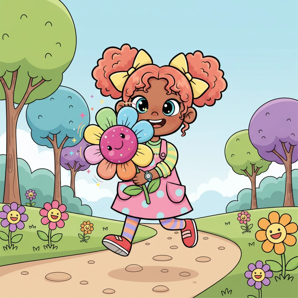 With her precious Gigglebloom held close, Lumi Sparklefoot began her journey home, her steps lighter than air. She couldn't wait to share the flower's enchanting joy with everyone she met. The world seemed brighter, more colorful, and filled with endless possibilities, all thanks to her brave adventure.