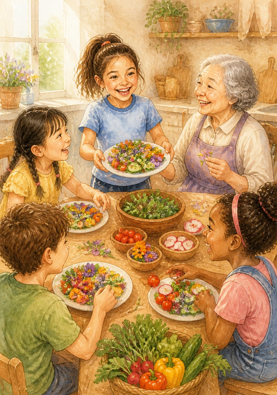 Bursting with new energy, Mila invites her friends over to create their own colorful singing plates filled with fresh garden treats. Their laughter fills the room as they discover that the best meals are those made of vibrant colors and shared with the people they love.