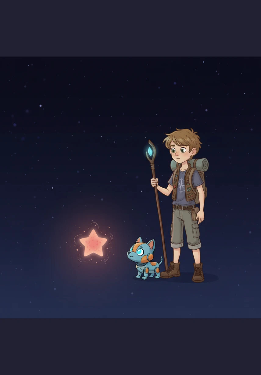 In a quiet, dark corner of the galaxy, they found a small, lonely star that had lost its brilliant glow. It looked dim and cold, shivering all alone in the vast darkness of the deep, empty void of space.