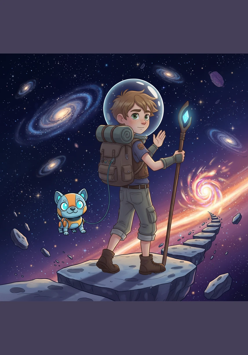 Looking back over his shoulder, Leo saw a tiny, beautiful blue marble hanging in the distance—his home, Earth. He felt a wave of homesickness but also a deep sense of gratitude for the incredible wonders he had witnessed.