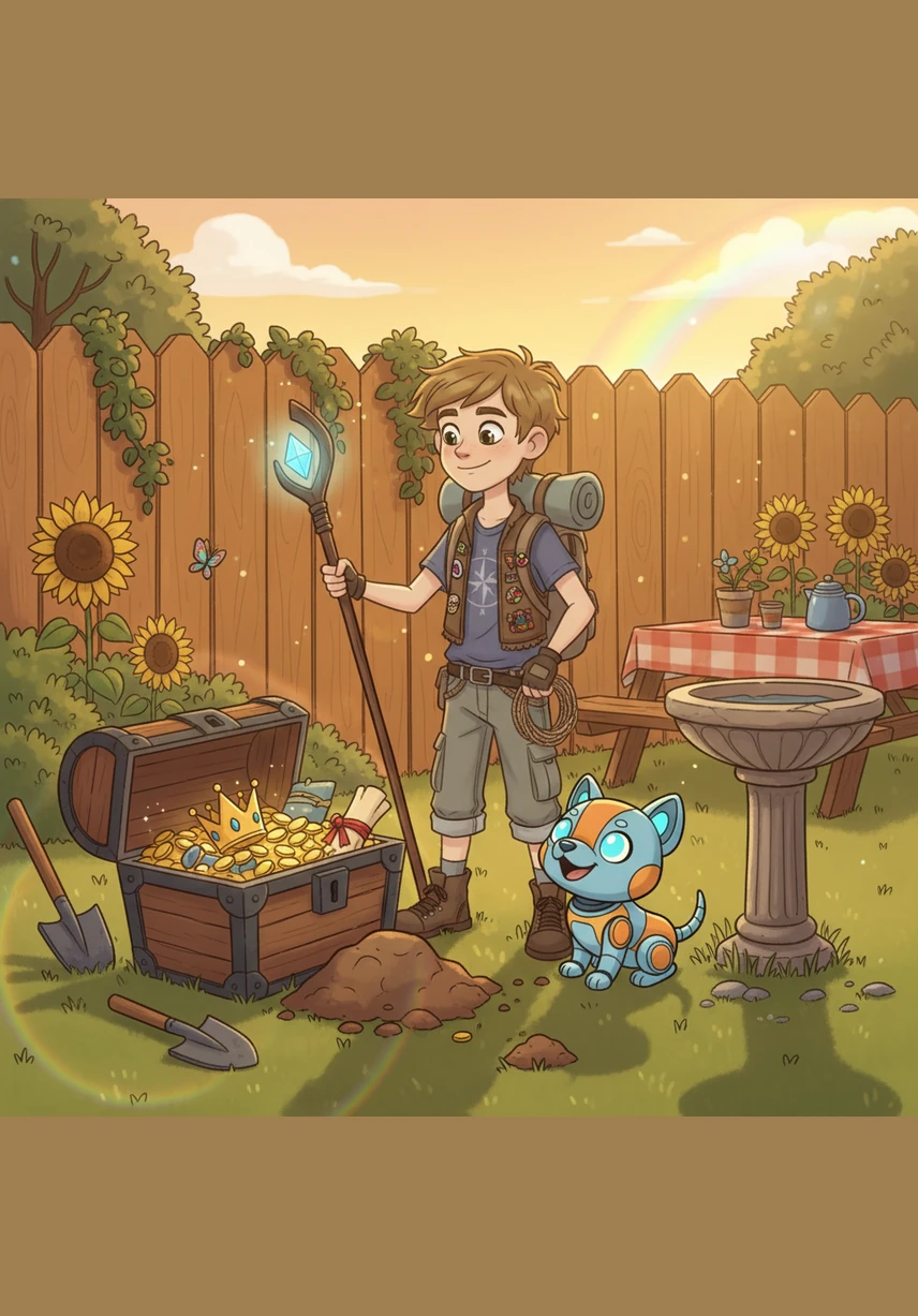 The ship landed softly in the backyard, turning back into simple cardboard boxes as the morning sun began to rise. Leo and Pip curled up together inside, falling fast asleep while dreaming of their next great journey across the stars.