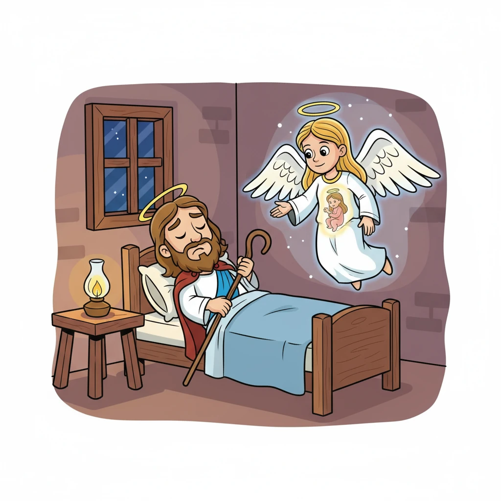 Yusuf, tunangan Maria, merasa bingung dengan kehamilannya. Namun, dalam mimpi, seorang malaikat meyakinkannya untuk menerima Maria. Yusuf, dengan hati yang tulus, memutuskan untuk melindungi Maria dan calon anaknya.