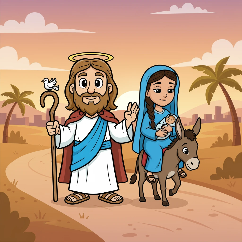 Kaisar Augustus memerintahkan sensus, memaksa Yusuf dan Maria melakukan perjalanan ke Betlehem. Perjalanan mereka panjang dan melelahkan, tetapi mereka tetap setia pada tujuan mereka.